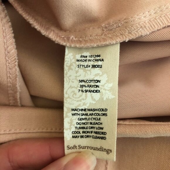 Soft Surroundings Pink Pants Petite Size PXS Button Hem Pull On Waist Stretch - Picture 7 of 7